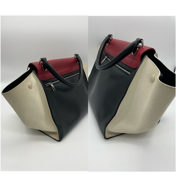 Authentic Celine tricolours Calfskin leather medium Trapeze handbag - Picture 8 of 16